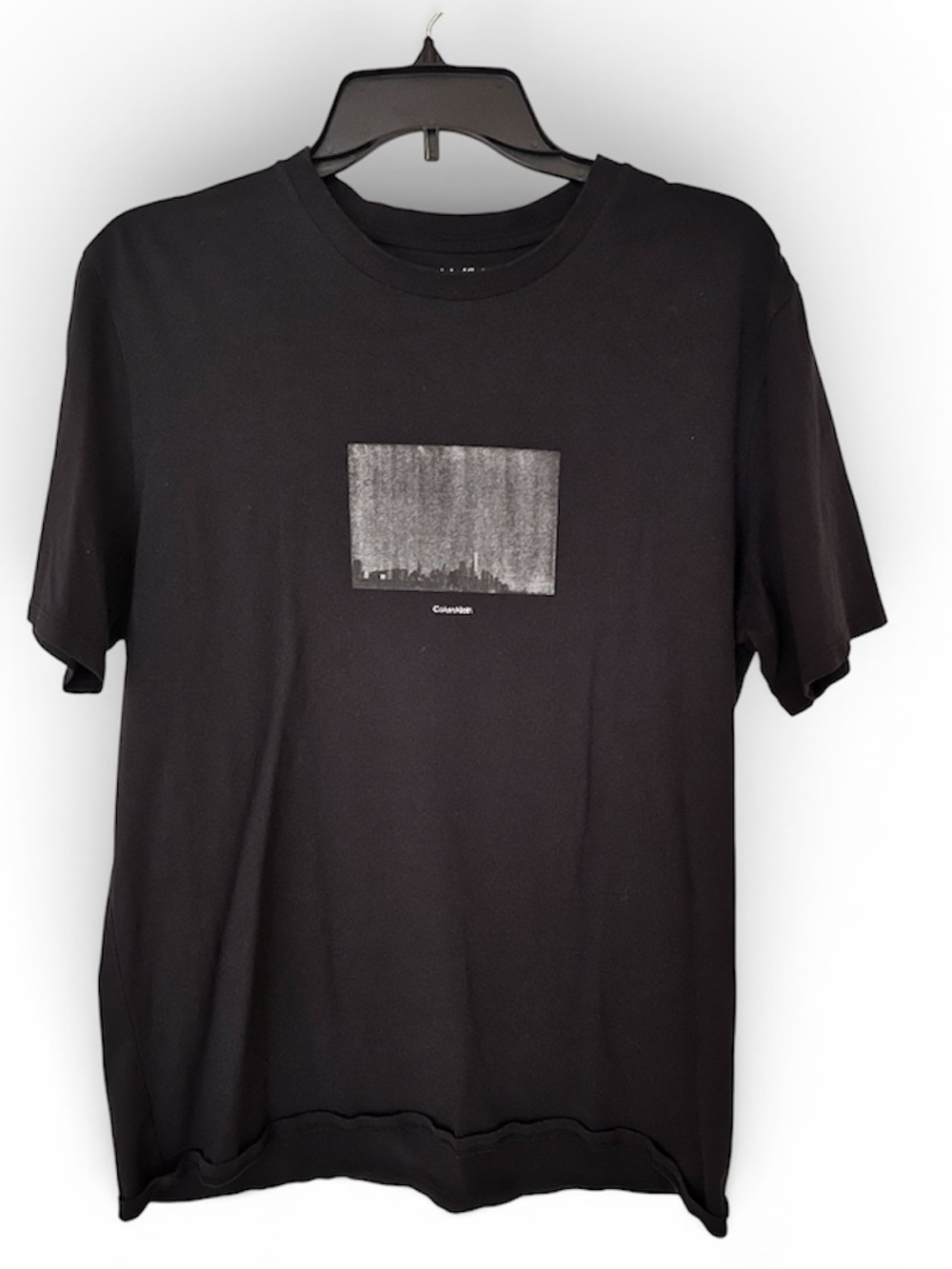 Calvin Klein Black Crewneck T-Shirt with Gray Rectangular Graphic